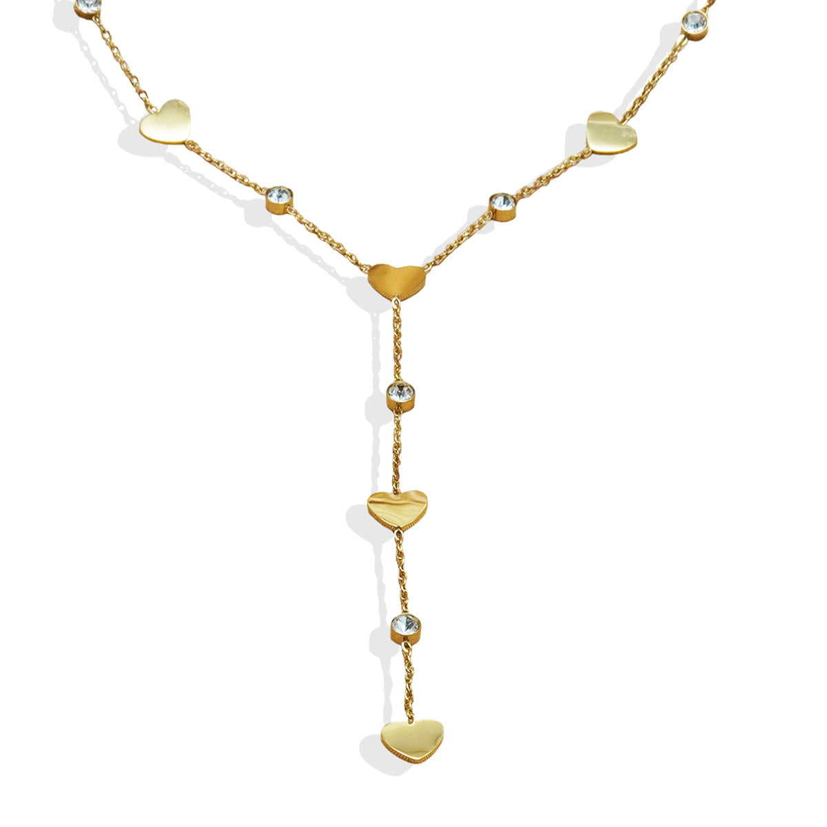 18K Gold Plated Heart Crystal Stainless Steel Necklace