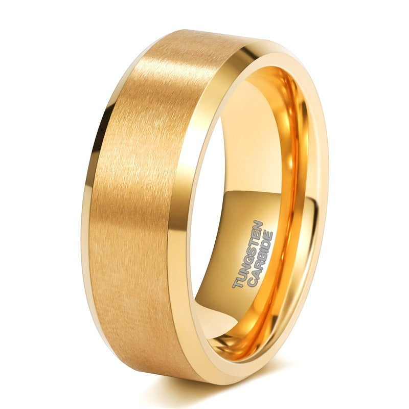 Simple Bracelet Brushed Unisex Beveled Edge Tungsten Ring