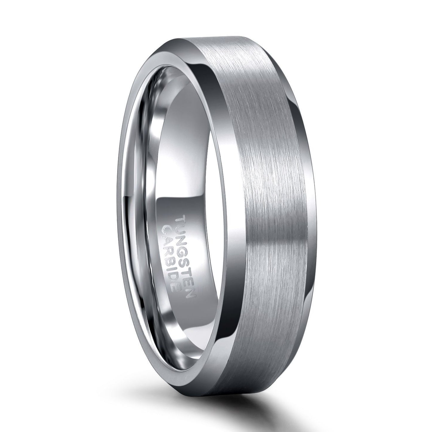 Simple Bracelet Brushed Unisex Beveled Edge Tungsten Ring