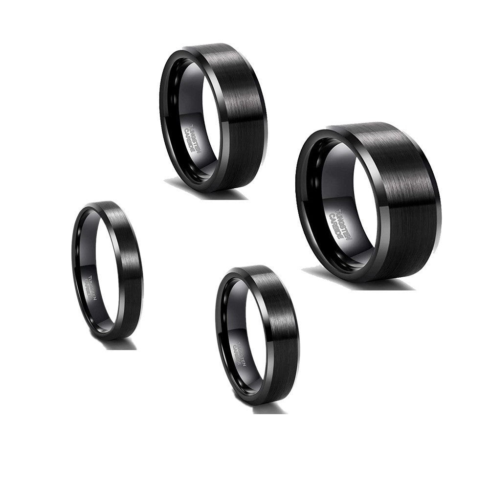 Simple Bracelet Brushed Unisex Beveled Edge Tungsten Ring