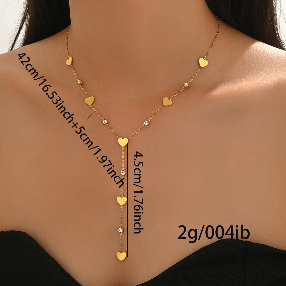 18K Gold Plated Heart Crystal Stainless Steel Necklace