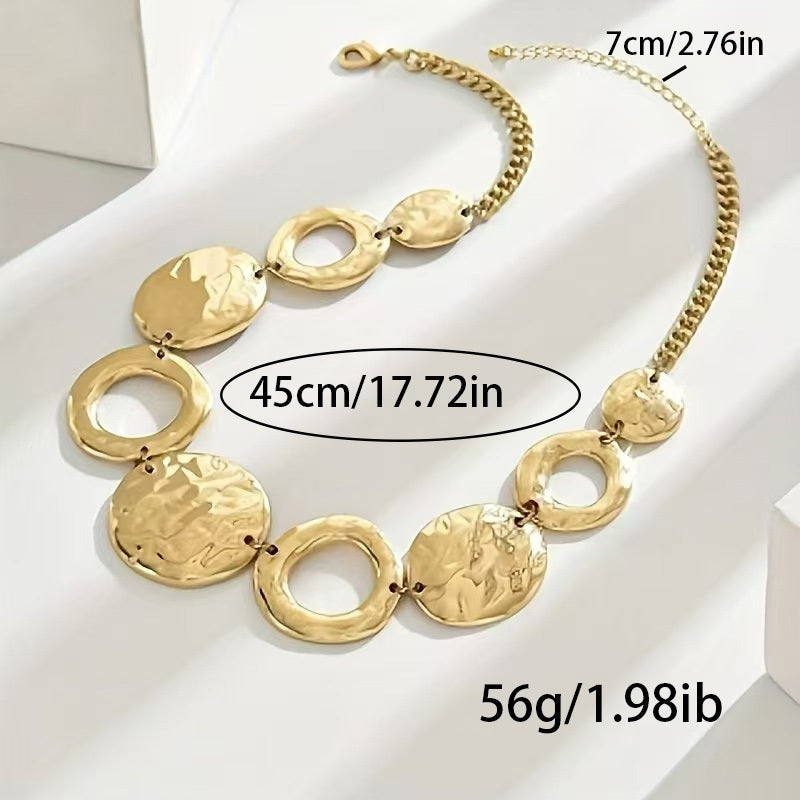Hammered Texture Geometric Gold Women'S Necklace