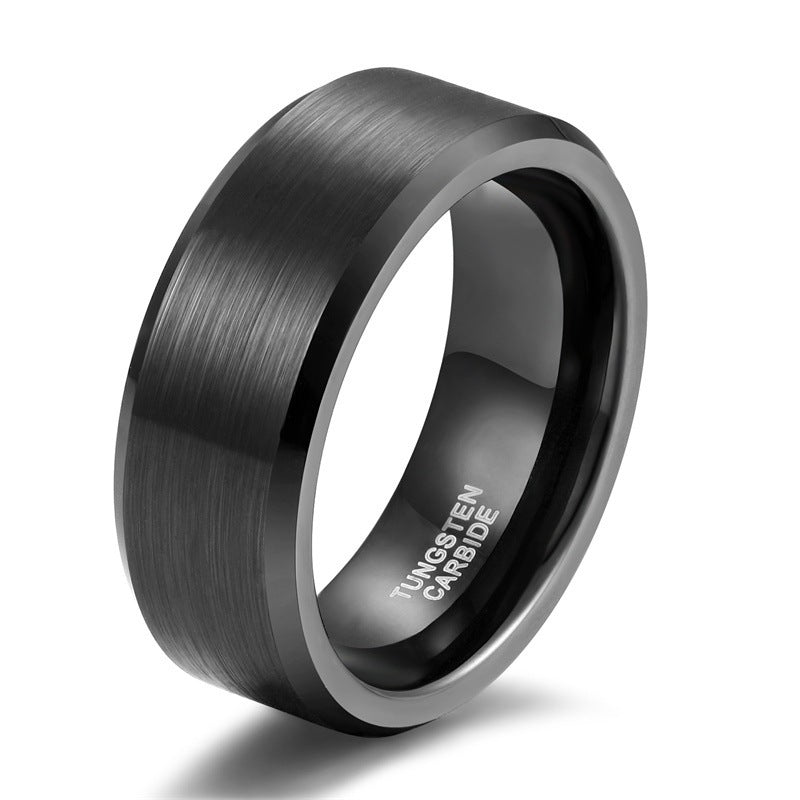 Simple Bracelet Brushed Unisex Beveled Edge Tungsten Ring