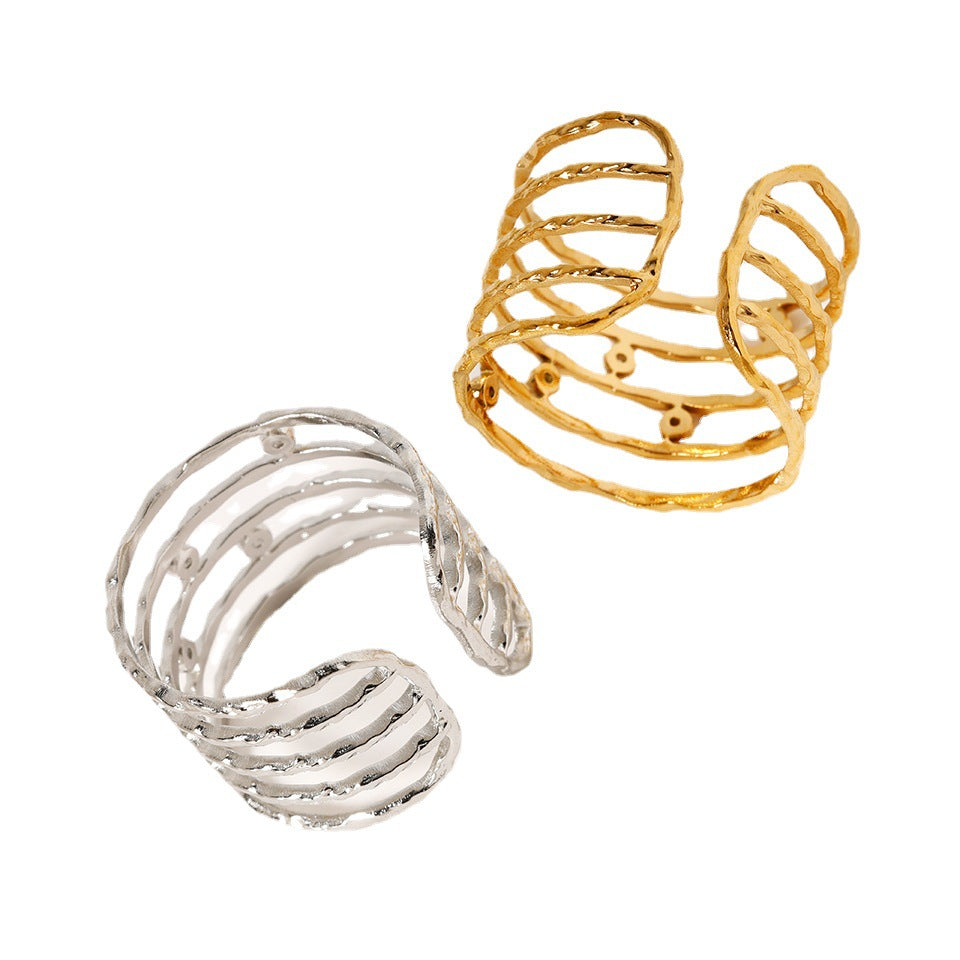 Titanium Steel 18K Multi-layer Casting Ring