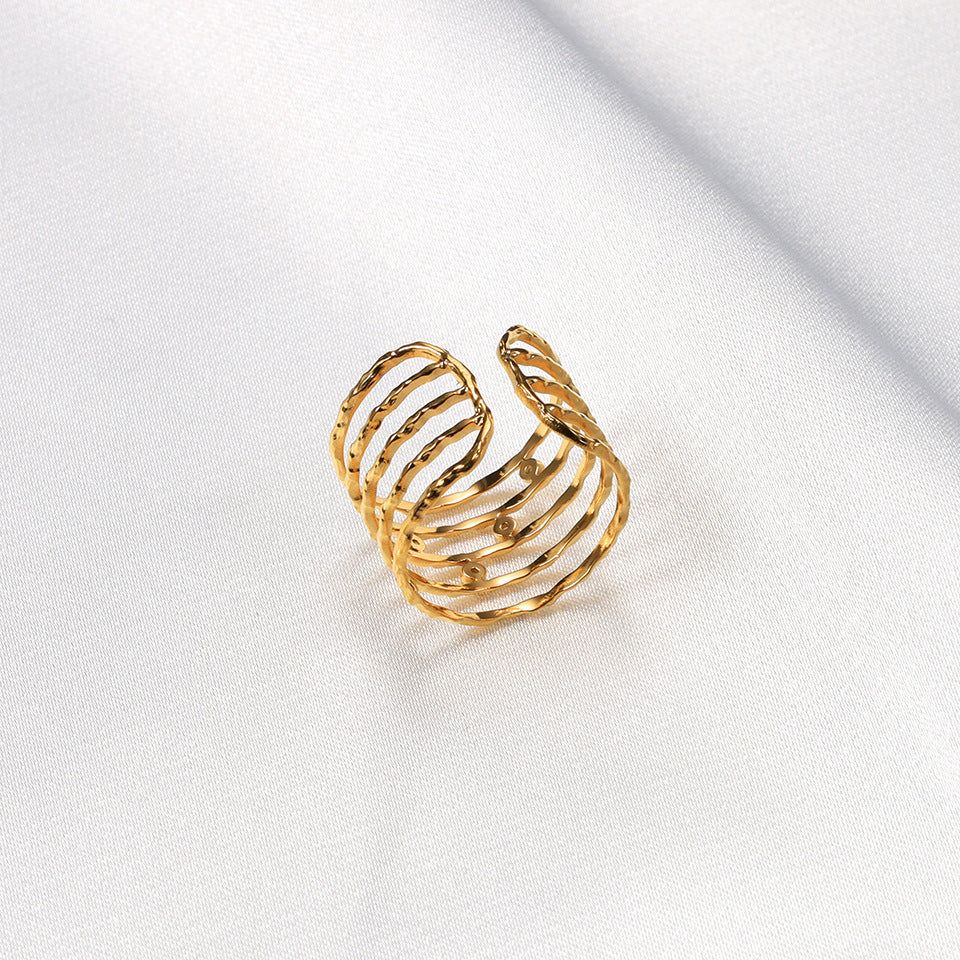 Titanium Steel 18K Multi-layer Casting Ring