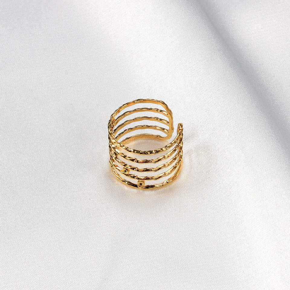 Titanium Steel 18K Multi-layer Casting Ring