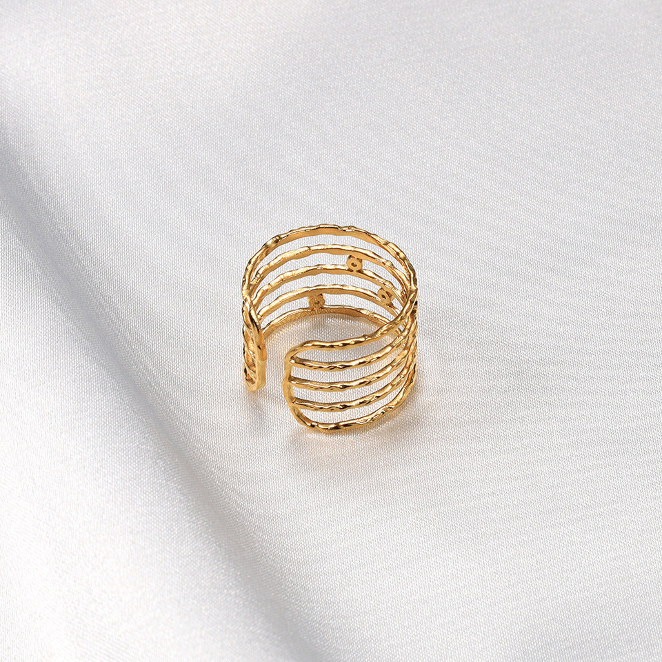 Titanium Steel 18K Multi-layer Casting Ring
