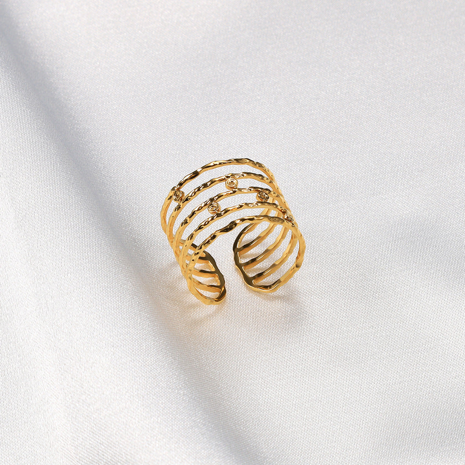 Titanium Steel 18K Multi-layer Casting Ring