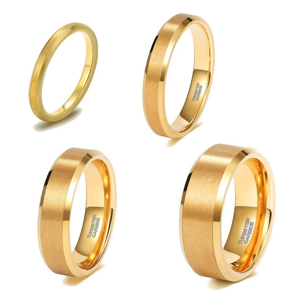 Simple Bracelet Brushed Unisex Beveled Edge Tungsten Ring