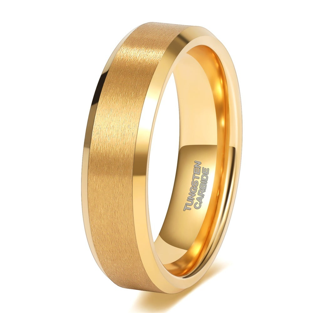Simple Bracelet Brushed Unisex Beveled Edge Tungsten Ring