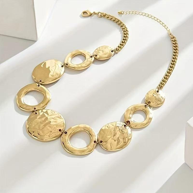 Hammered Texture Geometric Gold Women'S Necklace