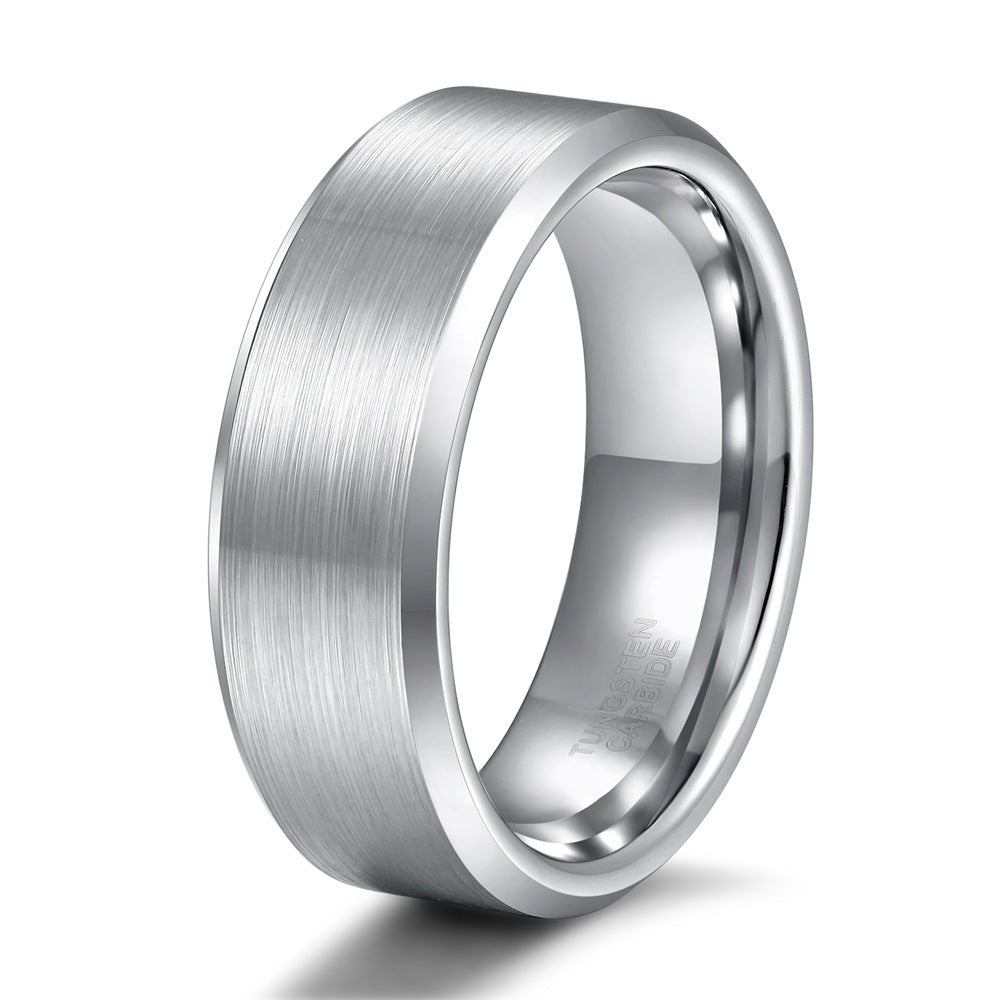 Simple Bracelet Brushed Unisex Beveled Edge Tungsten Ring