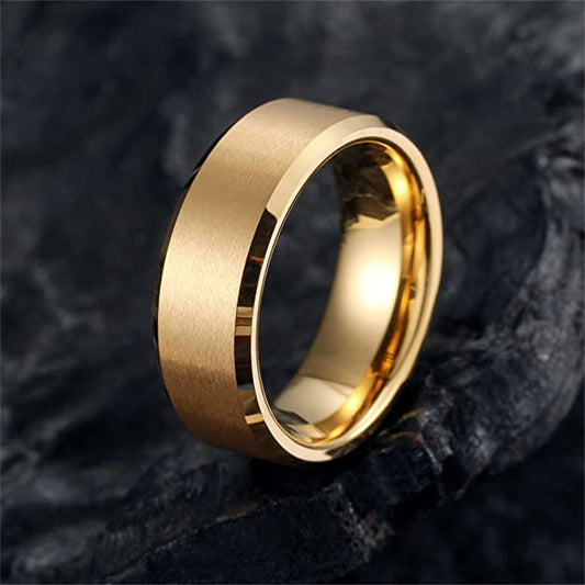 Simple Bracelet Brushed Unisex Beveled Edge Tungsten Ring