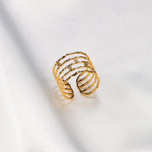 Titanium Steel 18K Multi-layer Casting Ring